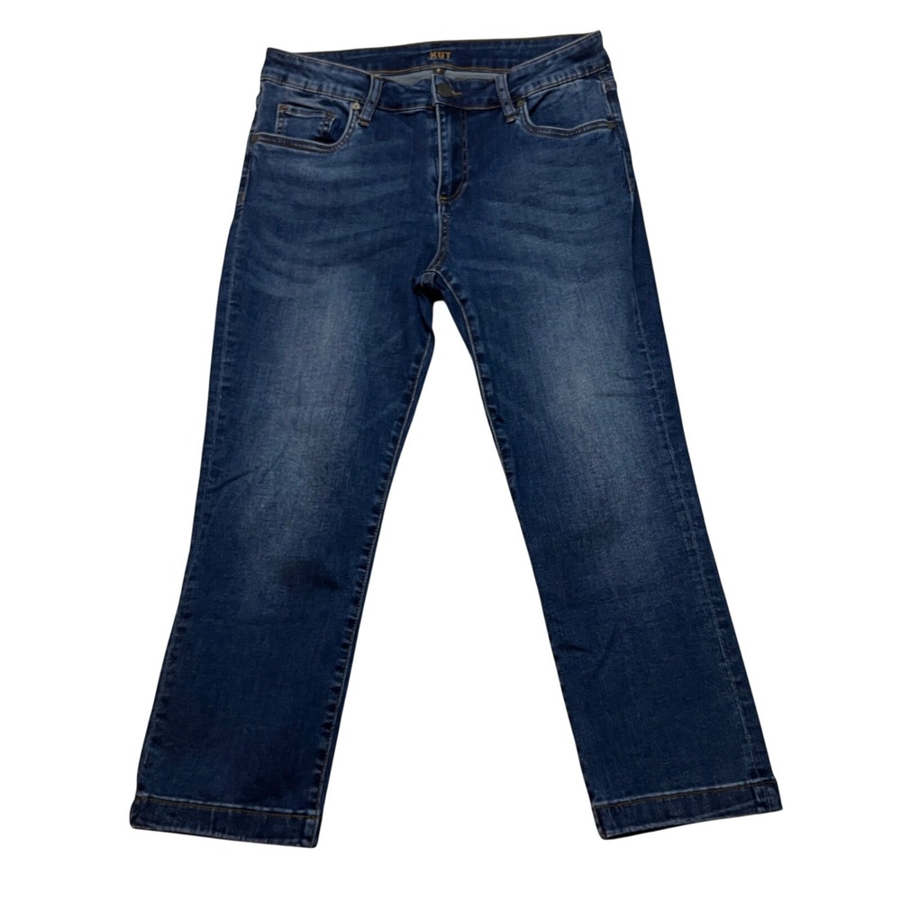 KUT from the Kloth Jeans Womens 8 Blue Crop Straight Leg Dark Wash Stretch Denim